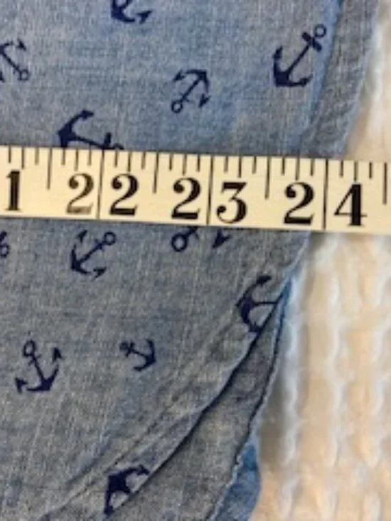 J.Crew Nautical Anchor Chambray Denim Popover Shirt - Blue - Size Small - Picture 7 of 9